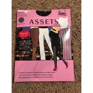 New ASSETS MARVELOUS MAMA Maternity Pantyhose Size 1 Black Fishnet